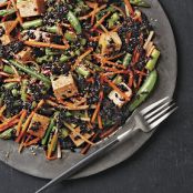 Asparagus, Snap Pea, and Black Rice Salad with Gochujang Dressing